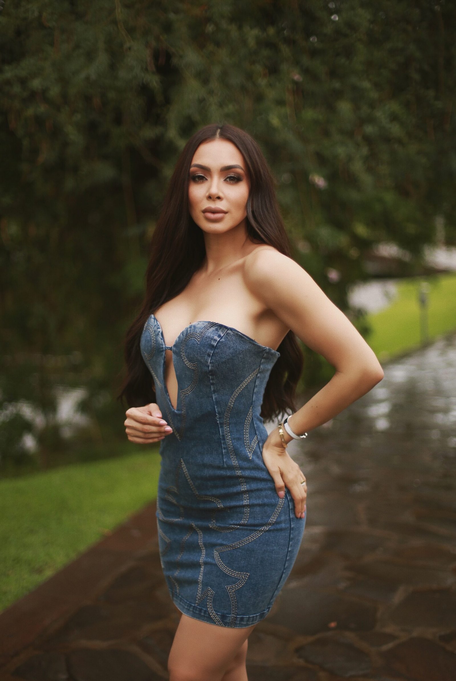 Vestido corto demin straple